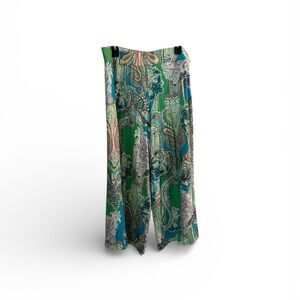 Ralph Lauren Green and Blue Paisley Wide Leg Knit Pants